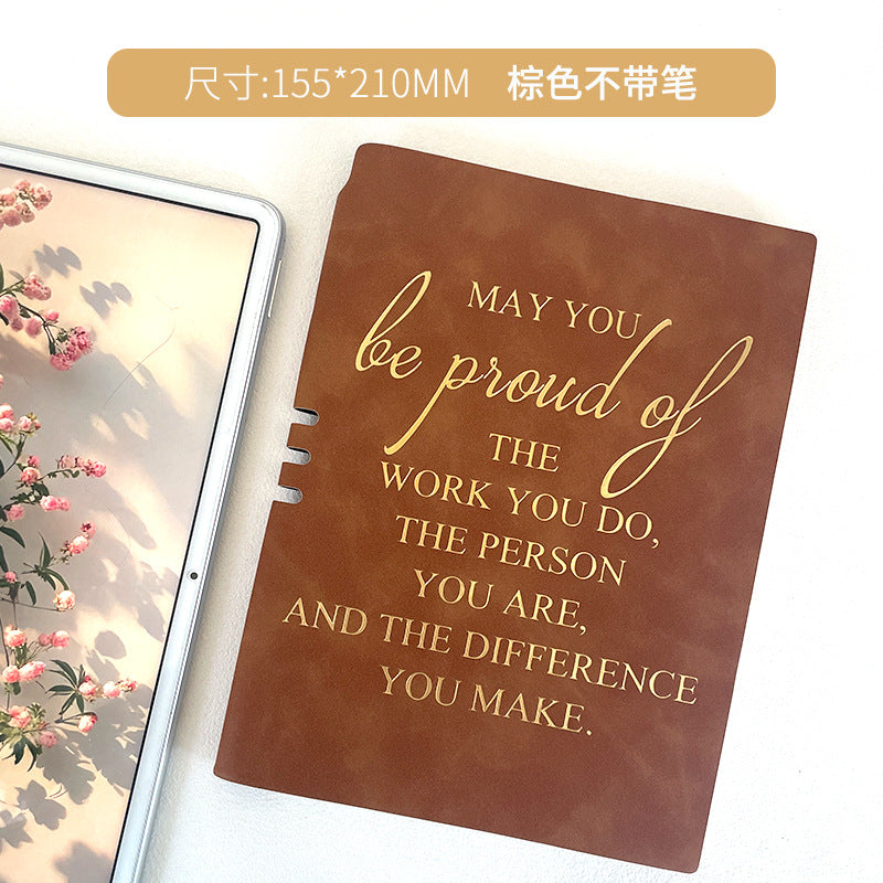 Wholesale ncentive Notebook with Pen Insertable Simple Leather-Covered High-Value Handbook Notepad